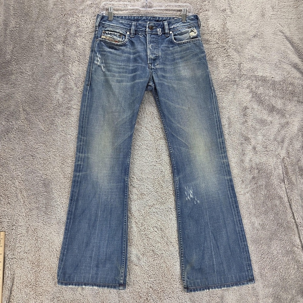 Diesel Jeans Mens 28x30 Blue Zathan Regular Bootcut Made Italy Button Fly 00772